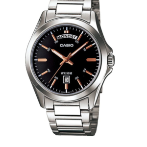 CASIO MTP-1370D-1A2 BLACK DIAL ROSE GOLD STAINLESS STEEL MEN'S WATCH - Image 1