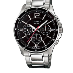 CASIO MTP-1374D-1A BLACK MULTI-DIAL STAINLESS STEEL MEN'S WATCH - Image 1