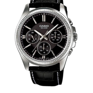 CASIO MTP-1375L-1AV MULTI-FUNCTION BLACK DIAL MEN'S WATCH - Image 1