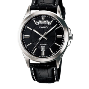 CASIO MTP-V004L-1A BLACK DIAL LEATHER STRAP MEN’S WATCH - Image 1