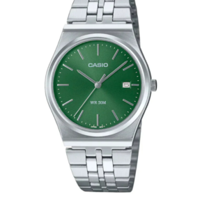 CASIO MTP-B145D-3AV GREEN DIAL STAINLESS STEEL MEN'S WATCH - Image 1