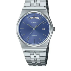 CASIO MTP-B146D-2AV BLUE DIAL STAINLESS STEEL MEN'S DAY-DATE ANALOG WATCH - Image 1