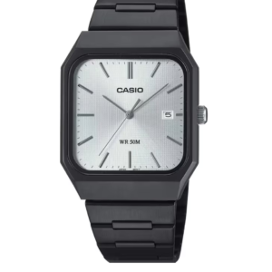 CASIO MTP-B185B-7AV WHITE DIAL BLACK STAINLESS STEEL MEN'S ANALOG WATCH - Image 1