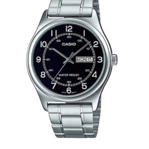 CASIO MTP-V006D-1B2 BLACK DIAL STAINLESS STEEL MEN'S WATCH - Image 1