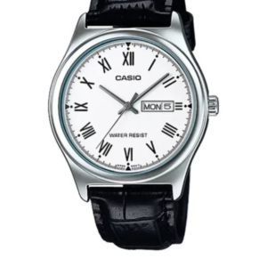 CASIO MTP-V006L-7B WHITE ROMAN DIAL LEATHER STRAP MEN'S WATCH - Image 1