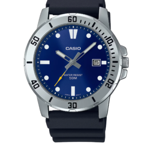 CASIO MTP-VD01-2EV MEN'S BLUE DIAL RESIN STRAP ANALOG WATCH - Image 1