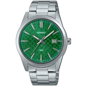CASIO MTP-VD03D-3A1U CLASSIC GREEN DIAL SILVER STAINLESS STEEL MEN'S WATCH - Image 1