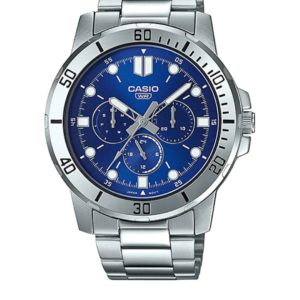 CASIO MTP-VD300D-2EU BLUE DIAL STAINLESS STEEL MULTI-FUNCTION MEN'S ANALOG WATCH - Image 1