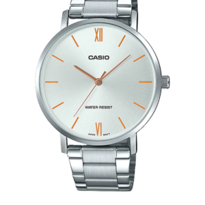 CASIO MTP-VT01D-7BU SILVER DIAL STAINLESS STEEL ANALOG MEN'S WATCH - Image 1