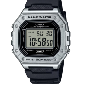 CASIO W-218HM-7AV VINTAGE DIGITAL SPORTS WATCH WITH SILVER BEZEL - Image 1