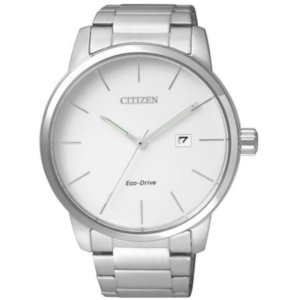 Citizen BM6960-56A Men’s Premium Eco-Drive Watch – Crisp White Dial with Sleek Silver Steel Bracelet - Image 1