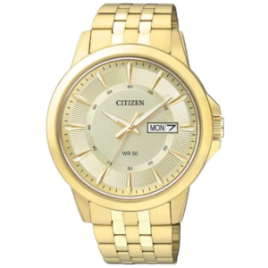 Citizen BF2013-56P Men’s Premium Dress Watch – Elegant Golden Dial with Solid Gold Steel Bracelet - Image 1