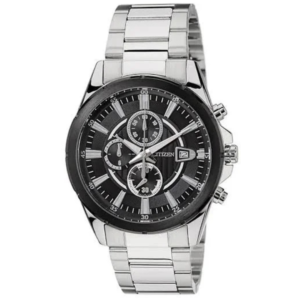 Citizen AN3561-59E Men’s Premium Multifunction Watch – Deep Black Dial with Sleek Silver Steel Bracelet - Image 1
