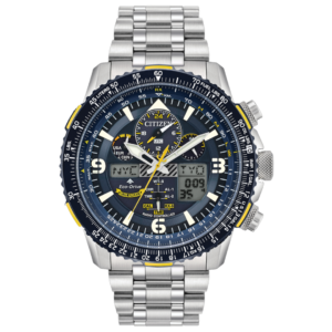 Citizen JY8078-52L Men’s Premium Promaster Sky Watch – Deep Blue Multi-Dial with Bold Blue Bezel & All-Silver Steel Bracelet - Image 1