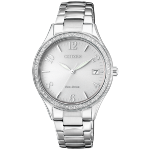 Citizen EO1180-82A Women’s Premium Eco-Drive Watch – Crisp Silver Dial with Elegant Matching Silver Steel Bracelet - Image 1