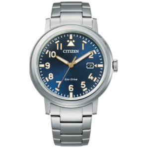Citizen AW1620-81L Men’s Premium Eco-Drive Watch – Deep Blue Dial with Arabic Numerals & Silver Steel Bracelet - Image 1