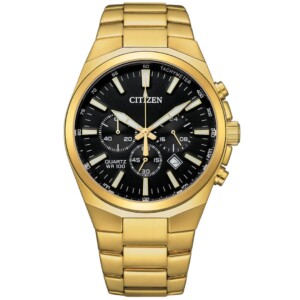 Citizen AN8173-51E GENTS QUARTZ Watch – BLACK/MULTY/DIAL with ALL/GOLDEN Design - Image 1