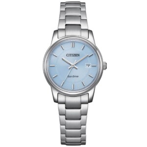 Citizen EW2318-73L LADIES QUARTZ Watch – BLUE DAIL with ALL SILBVER CHAIN & Integrated DATE Display - Image 1