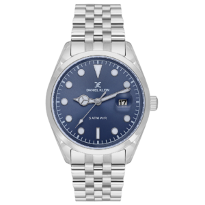 Daniel Klein DK.1.13835-2 Men's Premium Quartz Watch – Vibrant Blue Sunray Dial with Classic Silver Linked Chain - Image 1