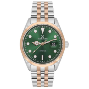 Daniel Klein DK.1.13835-5 Men's Premium Quartz Watch – Emerald Green Sunray Dial with Two-Tone Rose Gold & Silver Chain - Image 1