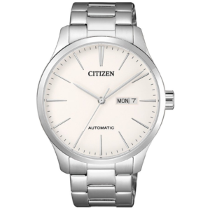 Citizen NH8350-83A Gents Automatic Watch – WHITE DAIL with Classic ALL SILVER CHAIN Design - Image 1
