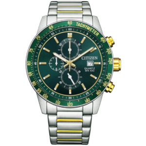 Citizen AN3689-55X GENTS Watch – GREEN DAIL with Premium SILVER GOLDEN CHAIN Design - Image 1
