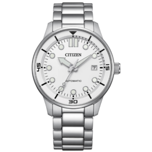 Citizen nj0191-83a GENTS Watch – WHITE DAIL with Premium ALL SILVER CHAIN Design - Image 1