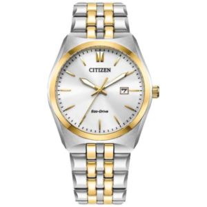 Citizen BM7334-58B GENTS Watch – WHITE DAIL with Premium SILVER GOLDEN CHAIN Design - Image 1