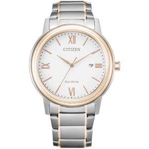 Citizen AW1676-86 GENTS Watch – WHITE DAIL with Premium SILVER R.GOLD CHAIN Design - Image 1
