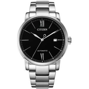 Citizen NJ0130-88E GENTS Watch – BLACK DAIL with Premium ALL SILVER CHAIN Design - Image 1