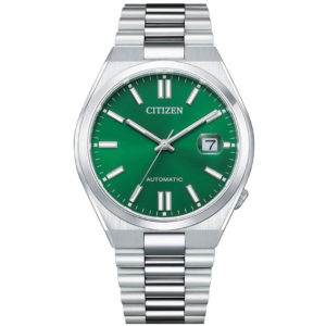 Citizen NJ0150-81X GENTS Watch – GREEN DAIL with Premium ALL SILVER CHAIN Design - Image 1