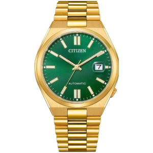 Citizen NJ0152-51X GENTS Watch – GREEN DAIL with Premium ALL GOLDEN CHAIN Design - Image 1