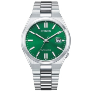 Citizen NJ0150-81X GENTS Watch – GREEN DAIL with Premium ALL SILVER CHAIN Design - Image 1