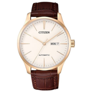 Citizen NH8353-18A GENTS Watch – WHITE DAIL with Premium BROWN L.STRAP Design - Image 1