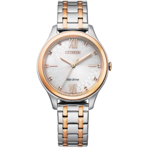 Citizen EM-0506-77A LADIES Watch – WHITE DIAL with Premium T.TONE ROSE GOLD CHAIN Design - Image 1