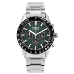 Citizen CA4674-58X GENTS Watch – GREEN DAIL with Premium ALL SILVER CHAIN Design - Image 1