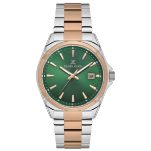 Daniel Klein DK.1.13891-5 Men’s Premium Dress Watch – Forest Green Dial with Two-Tone Rose Gold & Silver Steel Bracelet - Image 1