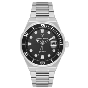Daniel Klein DK.1.13989-1 Men’s Premium Dress Watch – Obsidian Black Dial with Solid Silver Steel Bracelet - Image 1