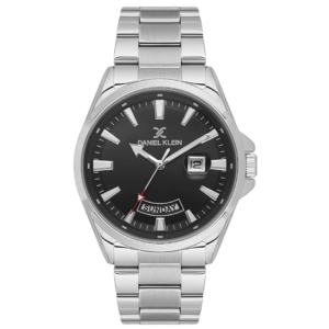 Daniel Klein DK.6.14307-1 Men’s Premium Dress Watch – Obsidian Black Dial with Solid Silver Steel Bracelet - Image 1