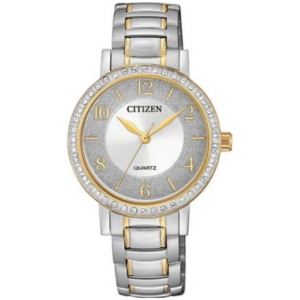 Citizen EL3044-54A LADIES Watch – Elegant White Dial with Golden Silver Chain - Image 1