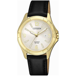 CITIZEN EU6082-01A LADIES Watch – Elegant White Dial with Brown Leather Strap - Image 1