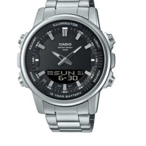 CASIO AMW-880D-1AVDF SILVER STAINLESS STEEL BLACK ANALOG-DIGITAL MEN'S WATCH - Image 1
