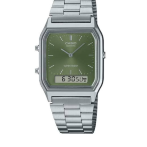 CASIO AQ-230A-3AM VINTAGE GREEN DIAL ANALOG-DIGITAL UNISEX WATCH - Image 1