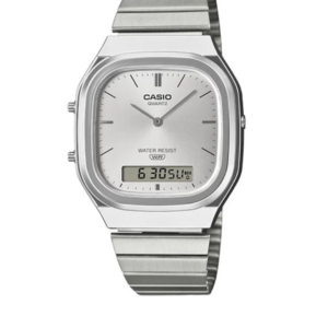 CASIO AQ-240E-7ADF VINTAGE SILVER ANALOG-DIGITAL STAINLESS STEEL UNISEX WATCH - Image 1