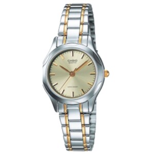 CASIO LTP-1275SG-9A LADIES Watch – Minimalist Analog Golden Dial with Two-Tone Silver & Golden Stainless Steel Chain - Image 1