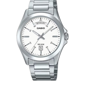 CASIO MTP-1370D-7A3 MEN'S STAINLESS STEEL WHITE DIAL ANALOG QUARTZ WATCH - Image 1