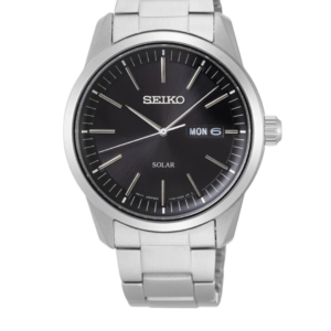 SEIKO SNE527P1 LUXURY SOLAR STAINLESS STEEL BLACK DIAL MEN'S WATCH - Image 1