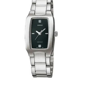 CASIO LTP-1165A-1CDF SILVER STAINLESS STEEL BLACK DIAL WOMEN'S ANALOG WATCH - Image 1