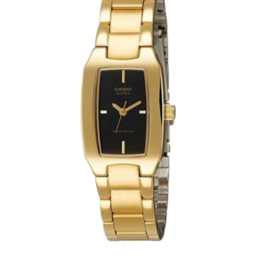 CASIO LTP-1165N-1CRD GOLD STAINLESS STEEL BLACK DIAL WOMEN'S ANALOG WATCH - Image 1