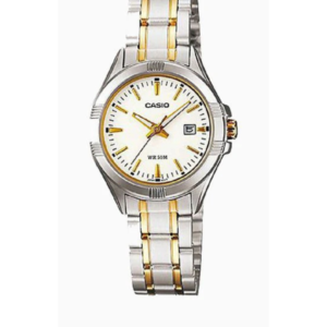 CASIO LTP-1308SG-7AV TWO-TONE STAINLESS STEEL WHITE DIAL LADIES ANALOG WATCH - Image 1